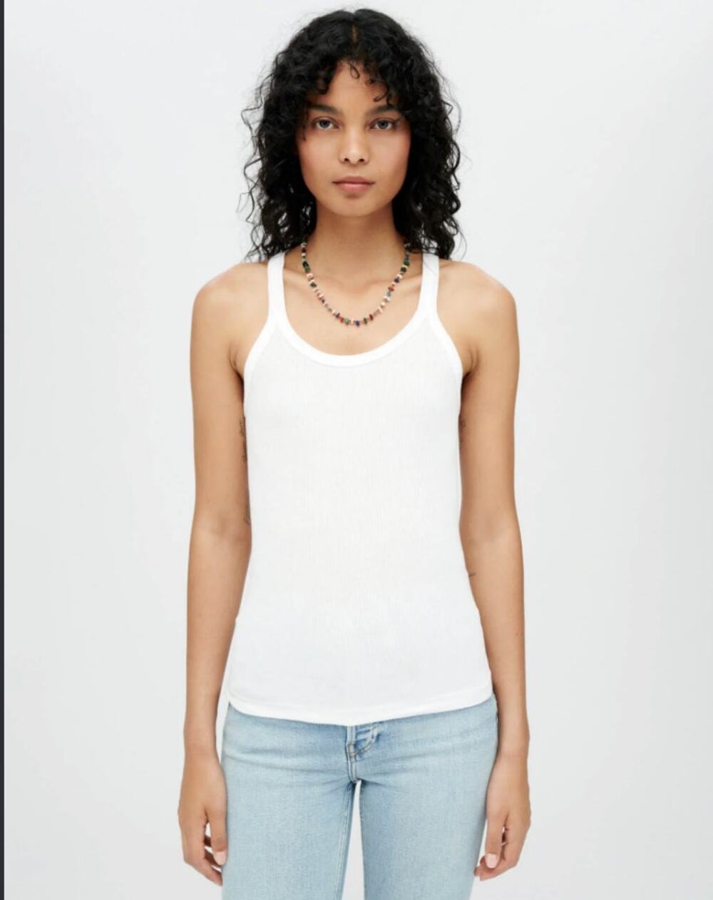 RE/DONE Hanes Women's Ribbed Tank White Size XS
